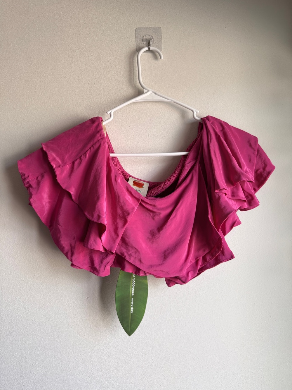 Farm Rio Dark Pink Marrocaine Ruffle Top Size S NWT